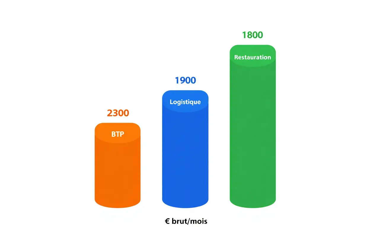 Salaires moyens par secteur pour travailleurs polonais